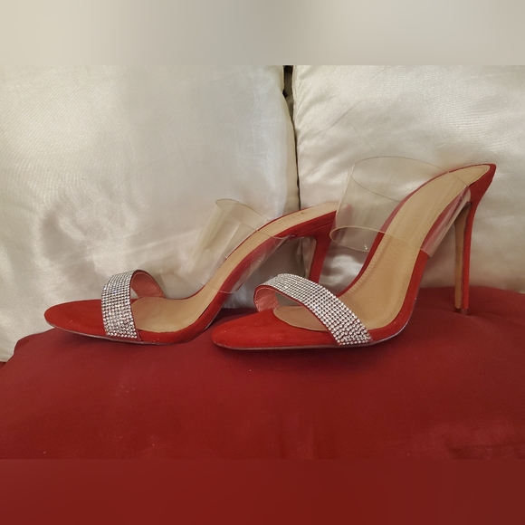 Olivia Furguson Clear & Bling Slide On Heel Stillettos 10 M - Picture 4 of 8